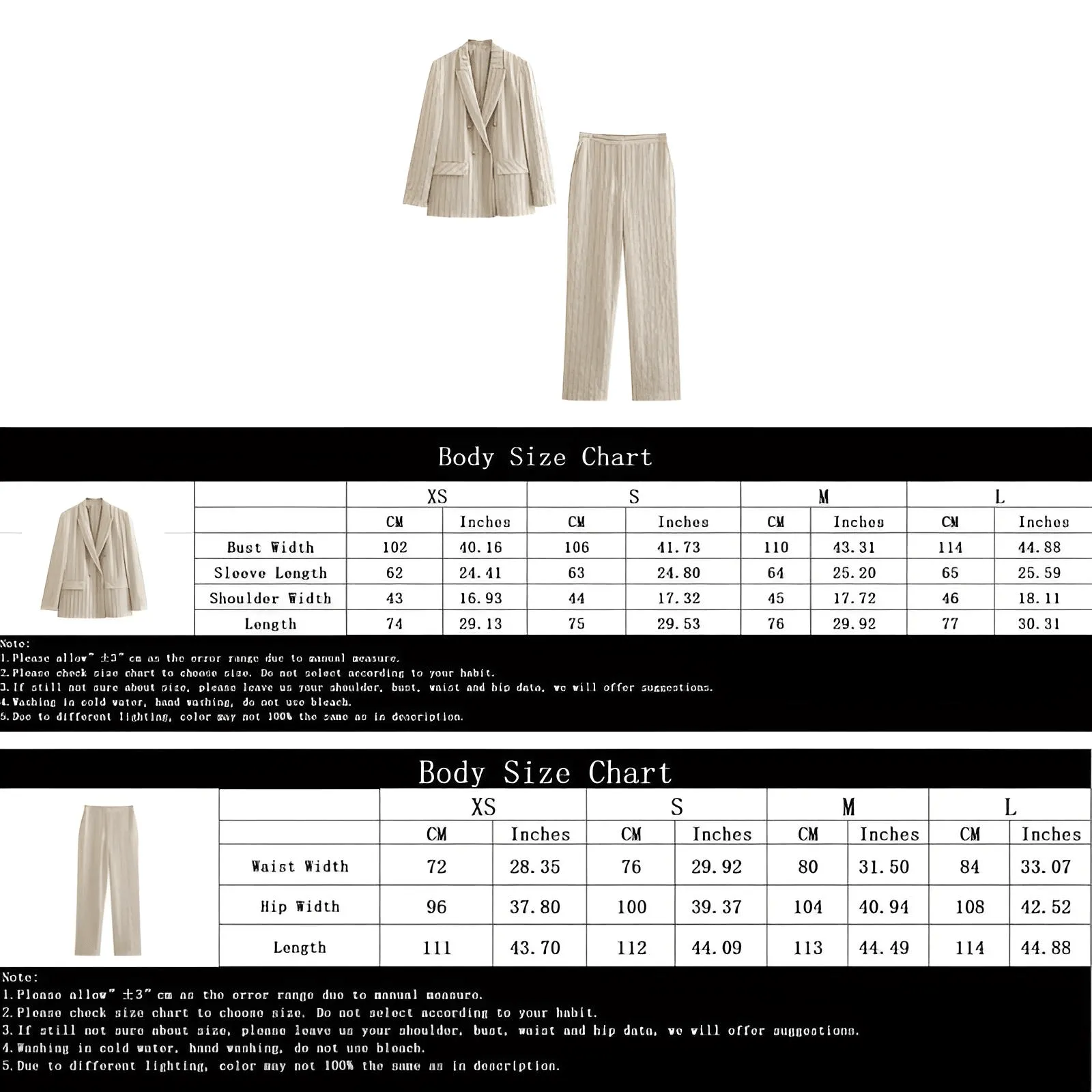 Women's Double Breasted Pocket Blazer   Straight Wide Leg Pants Set